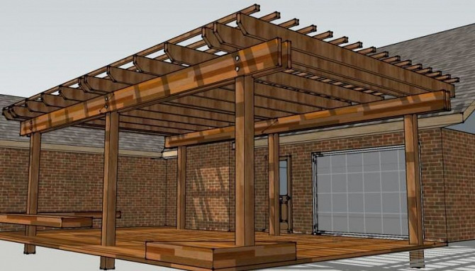 Деревянный навес для загородного участка. ПРОЕКТИРУЕМ и МОНТИРУЕМ. Минск - изображение 1